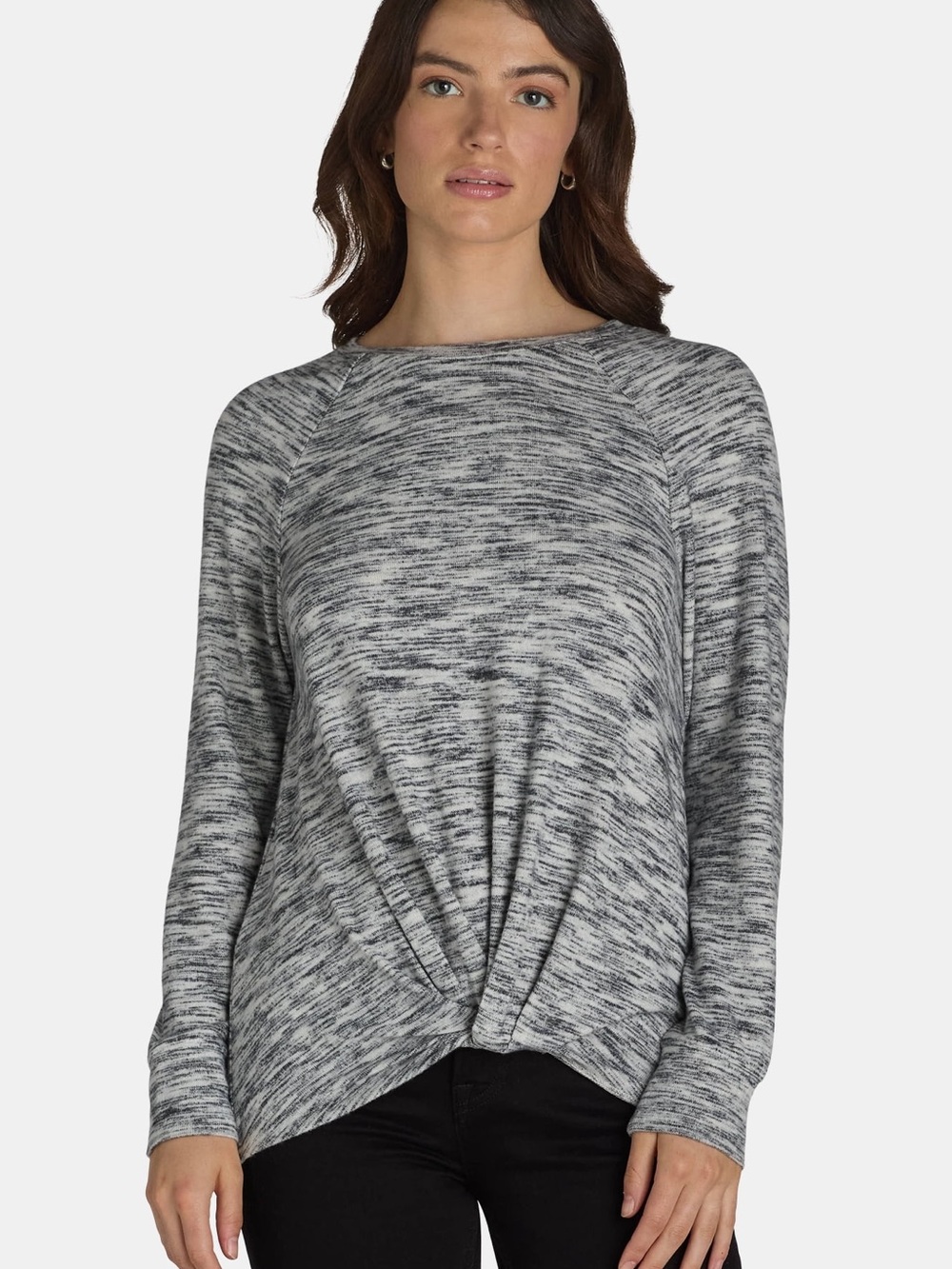 NWT Time and Tru Gray Space Dye Twist Hem Long Sleeve Top